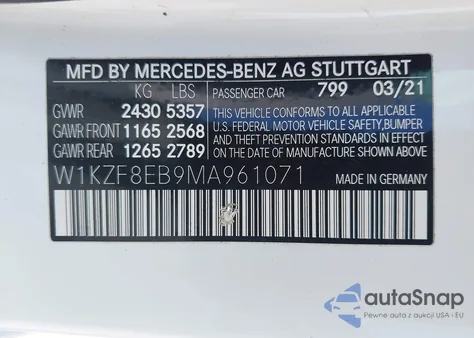 2021 Mercedes-Benz E 350 4Matic from USA, damaged, VIN W1KZF8EB9MA961071